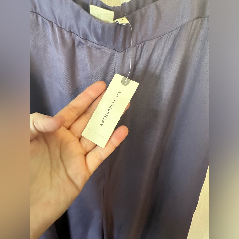 NWT By Anthropologie Purple Silky Culottes Wide Leg PANTS Size Medium - Picture 5 of 10
